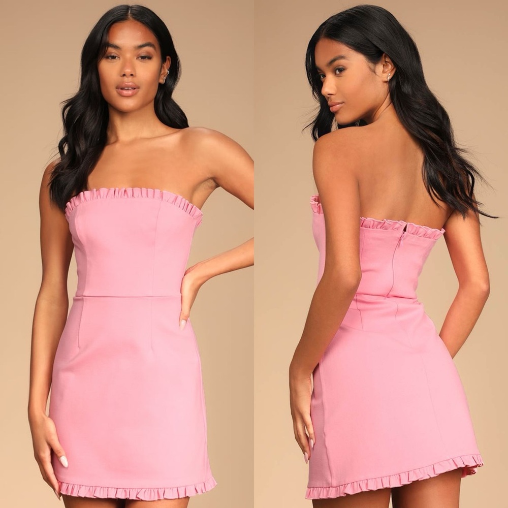 Lulu’s Little Lovely Strapless Light Pink Mini Dress
